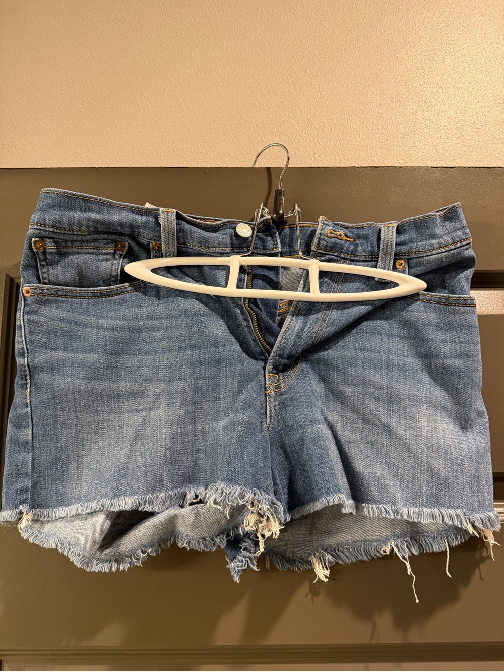 Levi's Light Blue Distressed Denim Cutoff Shorts